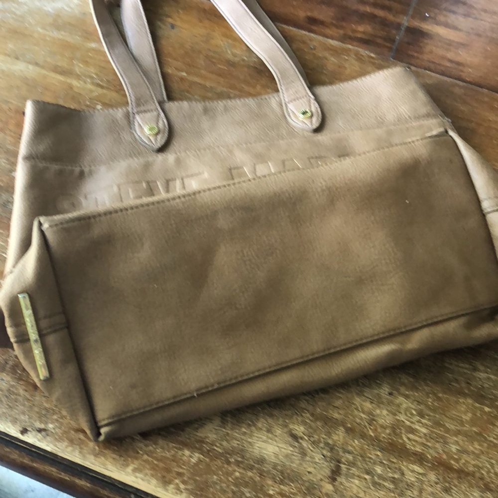 Steve Madden Large Tan Tote, With Matching Clutch - image 3